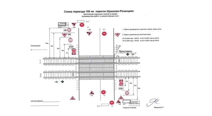 В Ярославской области на двух переездах перекроют движение машин