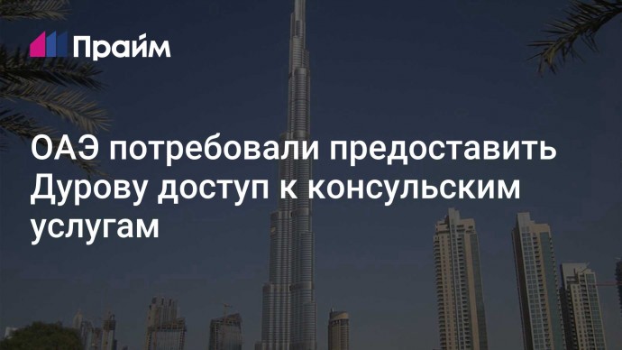 ОАЭ потребовали предоставить Дурову доступ к консульским услугам