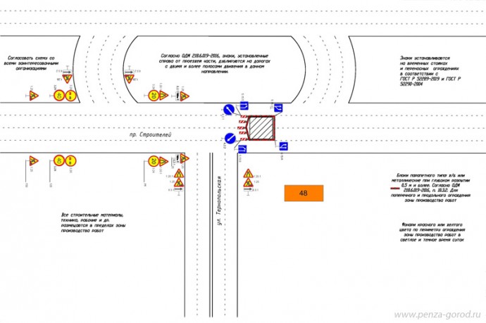 В Пензе частично перекрыли проспект Строителей