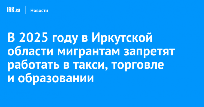 В 2025 году в Иркутской области мигрантам запретят работать в такси, торговле и образовании