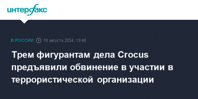 Трем фигурантам дела Crocus предъявили обвинение в участии в террористической организации