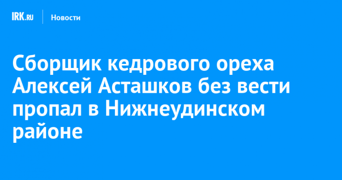 Сборщик кедрового ореха Алексей Асташков без вести пропал в Нижнеудинском районе