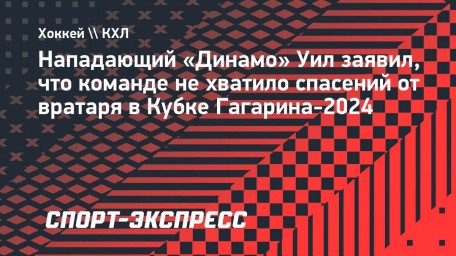 Форвард «Динамо» Уил: «В плей-офф нам не хватило спасений вратаря»