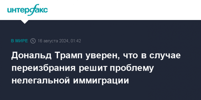 Дональд Трамп уверен, что в случае переизбрания решит проблему нелегальной иммиграции