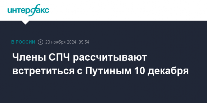 Члены СПЧ рассчитывают встретиться с Путиным 10 декабря