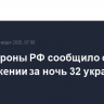 Минобороны РФ сообщило об уничтожении за ночь 32 украинских БПЛА