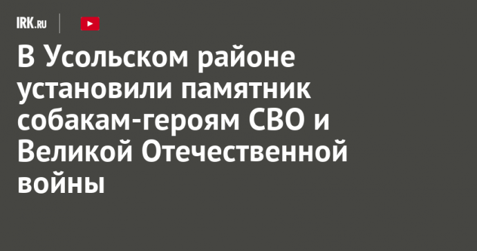 В Усольском районе установили памятник собакам-героям СВО и Великой Отечественной войны