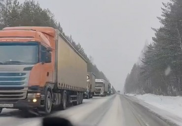 В Челябинской области из-за снегопада встали фуры