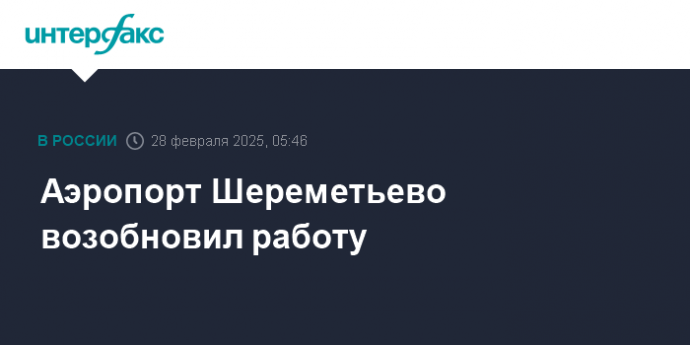 Аэропорт Шереметьево возобновил работу