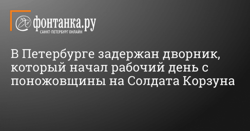 В Петербурге задержан дворник, который начал рабочий день с поножовщины на Солдата Корзуна