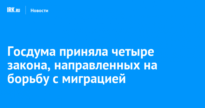 Госдума приняла четыре закона, направленных на борьбу с миграцией