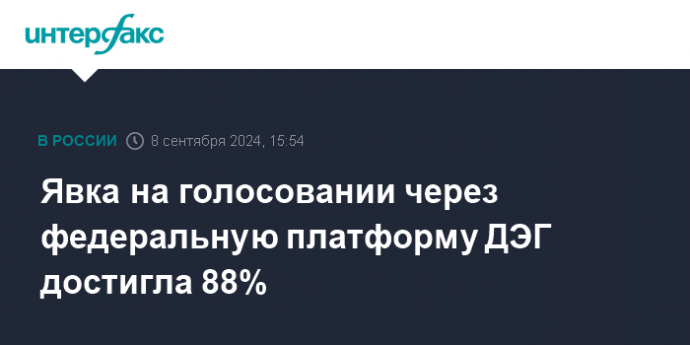 Явка на голосовании через федеральную платформу ДЭГ достигла 88%