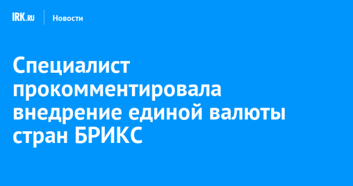 Специалист прокомментировала внедрение единой валюты стран БРИКС