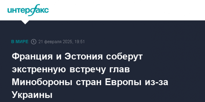 Франция и Эстония соберут экстренную встречу глав Минобороны стран Европы из-за Украины