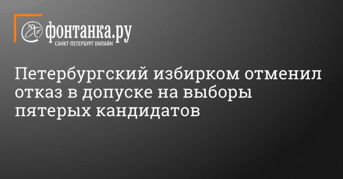 Петербургский избирком отменил отказ в допуске на выборы пятерых кандидатов