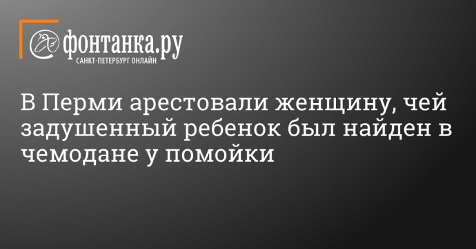 В Перми арестовали женщину, чей задушенный ребенок был найден в чемодане у помойки