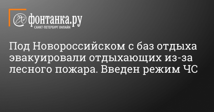 Под Новороссийском с баз отдыха эвакуировали отдыхающих из-за лесного пожара. Введен режим ЧС