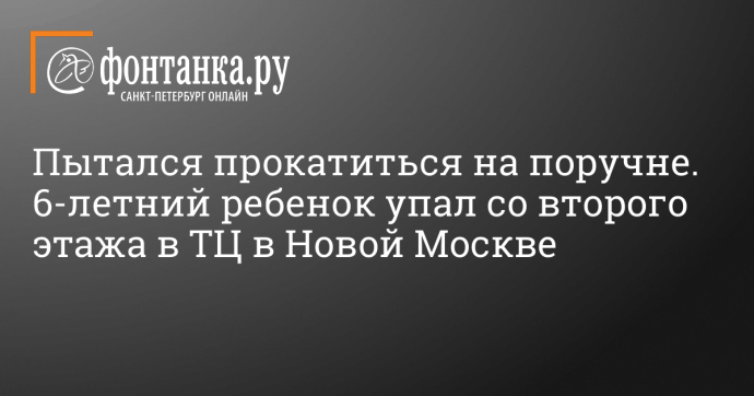 Пытался прокатиться на поручне. 6-летний ребенок упал со второго этажа в ТЦ в Новой Москве