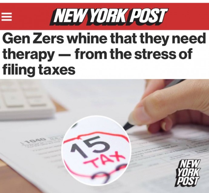 Поколение Z жалуются, что им нужна психотерапия – из-за стресса, связанного с уплатой налогов