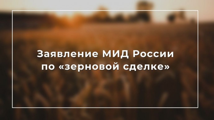Заявление МИД России по «зерновой сделке»